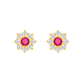 22k Yellow Gold Cubic Zirconia Purple Sparkle Stud Earrings with gold weight of 1.097g